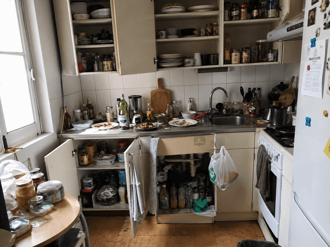 petite cuisine studio paris manque de rangement produits entassés