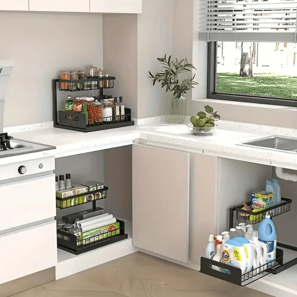 SmartSink adaptable sous évier, placard ou salle de bain — organisateur cuisine appartement